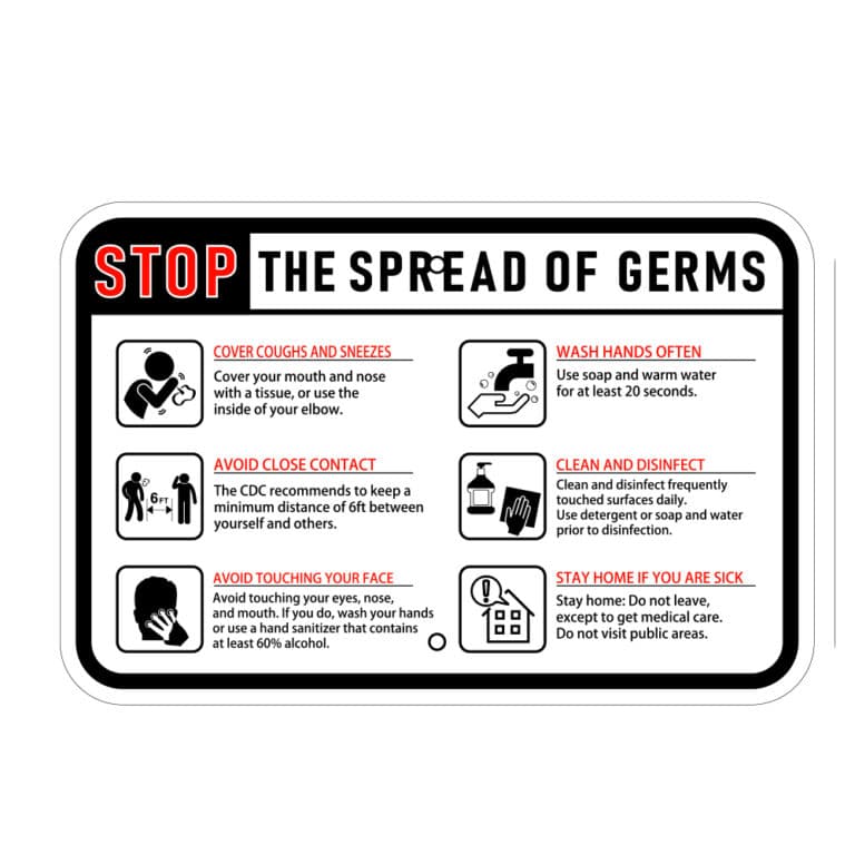 Stop The Spread Of Germs Sign - 858 Graphics